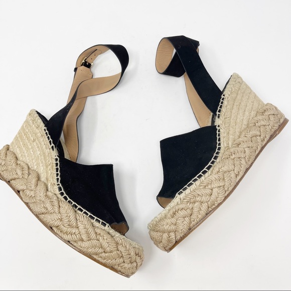 Paloma Barcelo Shoes - Paloma Barcelo Black Suede Espadrille Wedges Size 41